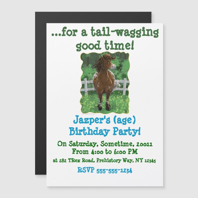 Party Time Appaloosa Horse Magnetisk Inbjudningskort (Fram/baksida)