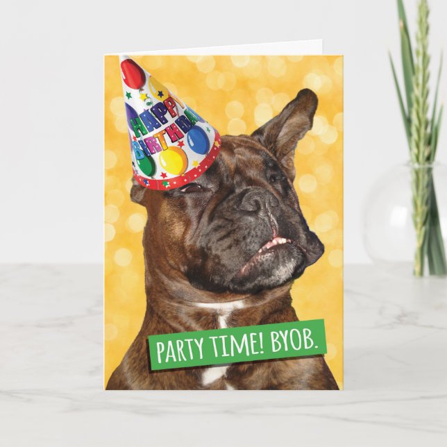 Party Time Boxer Hund BYOB-Hämta ditt eget ben Kort (Framsida)