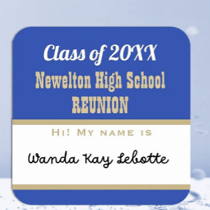 Party Time! Class Reunion Namn bricka Sticker Fyrkantigt Klistermärke