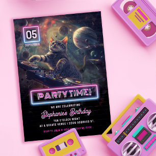Party Time DJ Cat Dance Party Inbjudningar