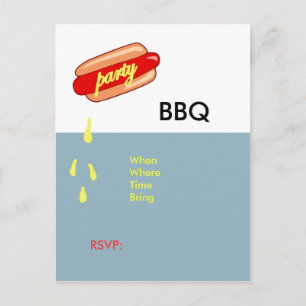 Party Time Hotdog inbjudan Vykort