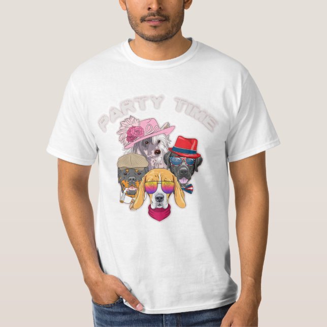 Party Time Kawaii Funny Animals T Shirt (Framsida)
