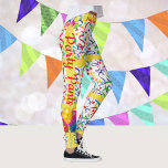 Party Time Leggings Celebrate Birthday Byxor<br><div class="desc">Är det din födelsedag? Vill du fira en prestation? Har du nått ditt mål? Firar det! Du kan ändra bakgrunden färg om du vill och infoga texten med hjälp av mallen. Ha roligt!</div>