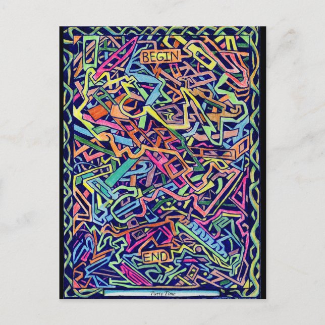 Party Time Maze Gifts Line Inbjudan Vykort (Framsida)