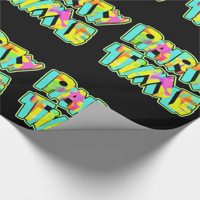 Party Time Neon Färg på Black Gift Wrapping Pape Presentpapper (Hörn)