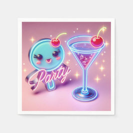 Party Time Neon Rosa Pappersservett