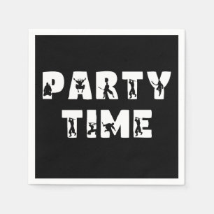 Party Time Ninja Lettering Black White Bday Party Pappersservett