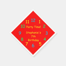 Party Time Papper Napkins, 7:e Birthday, Red