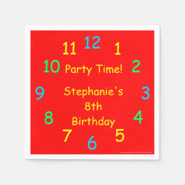 Party Time Papper Napkins, 8th Birthday, Red, Kids Pappersservett