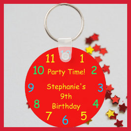 PARTY TIME Personlig Namn, 9:e födelsedagen Nyckelring