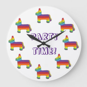 PARTY TIME! Rainbow Donkey Piñata Fiesta Birthday Stor Klocka