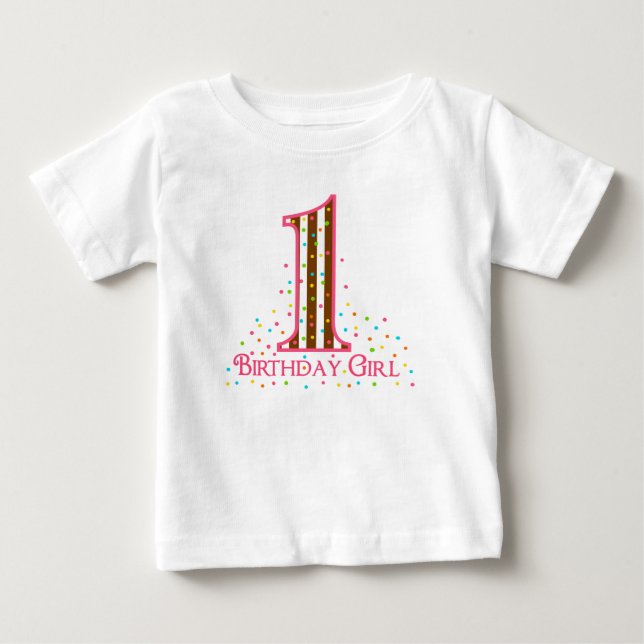 Party Time Sprinkles First Birthday T-shirt (Framsida)