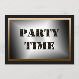 Party Time svart Guld Fleur de Lis Festa Inbjudningar