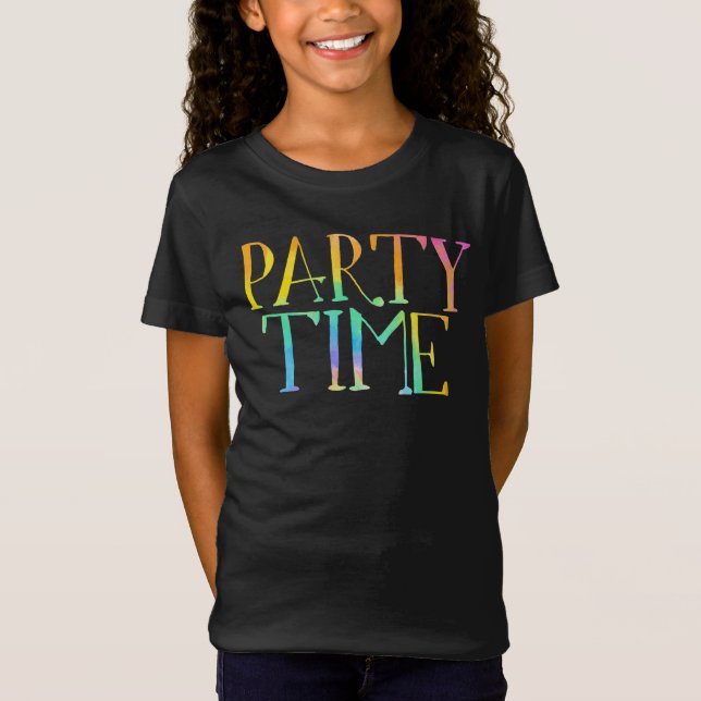 Party Time Tie Dye Birthday T Shirt (Framsida)