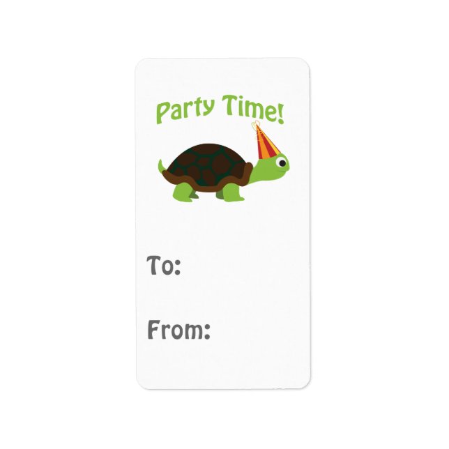 Party Time! Turtle Adressetikett (Framsidan)