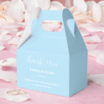 Party Treat Box Presentaskar<br><div class="desc">Partiets favoritruta visas i en ljusblå elegant färg. Anpassa det här objektet och ändra exempeltexten till din egen. Tips! Lägg till dina underbara behandlingar och lägg till lite festligt band.</div>