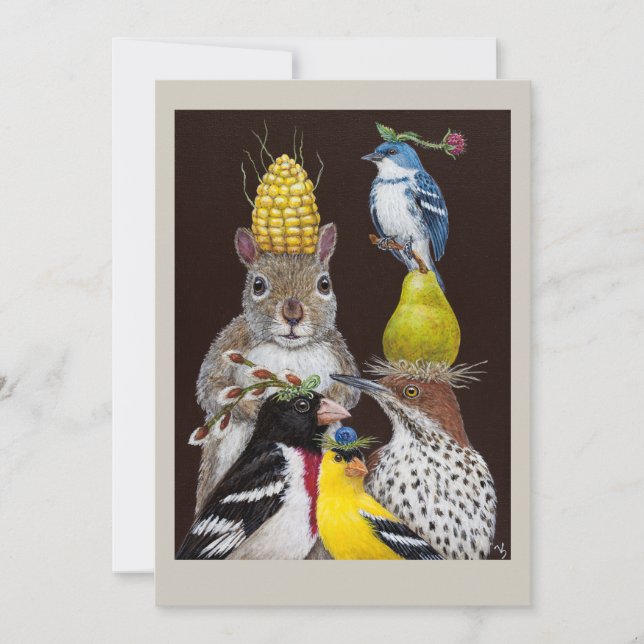 Party under förlagematarelägenhetkortet inbjudningar (Framsida)