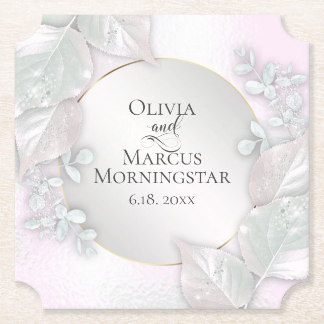 Party Underlägg | Wispy Rosa Shimmer Papper (Framsida)