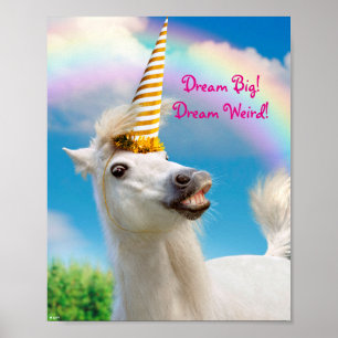 Party Unicorn Horse and Rainbow Poster