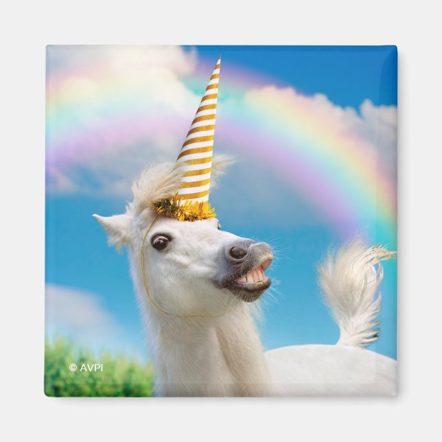 Party Unicorns häst och regnbåge Magnet (Framsidan)