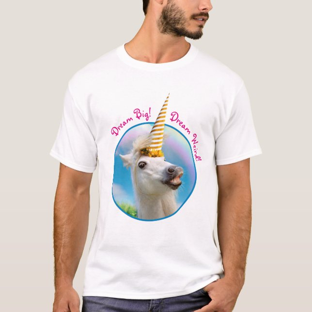 Party Unicorns häst och regnbåge T Shirt (Framsida)