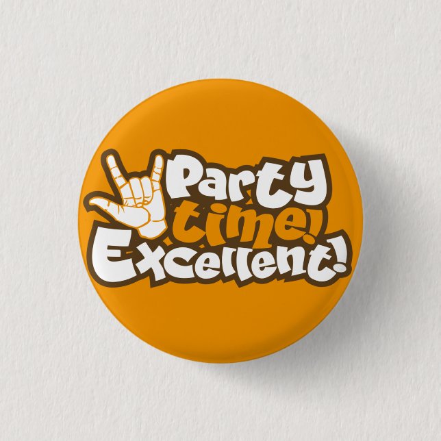 Party! Utmärkt! Retro Flair Pinback Knapp (Framsida)