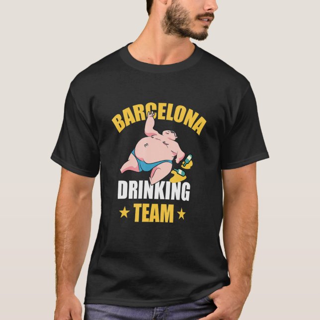 Party-vaccinationen i Barcelona Beer Drinking Team T Shirt (Framsida)