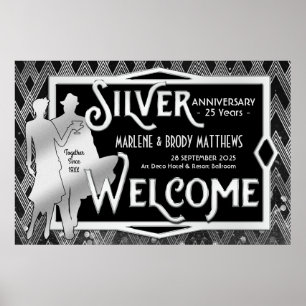 Party Välkommen till Art Deco Silver Bröllop Poster