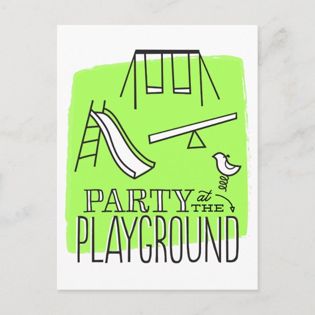 Party vid parkens vykort Inbjudan - Lime (Framsida)