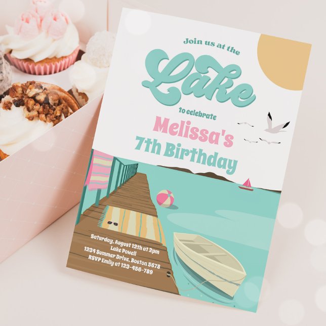 Party vid sjödagen vid Sjö sommaren Vatten Inbjudningar (Skapare uppladdad)
