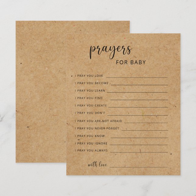 Party viltfångare | böner för baby (Fram/baksida)