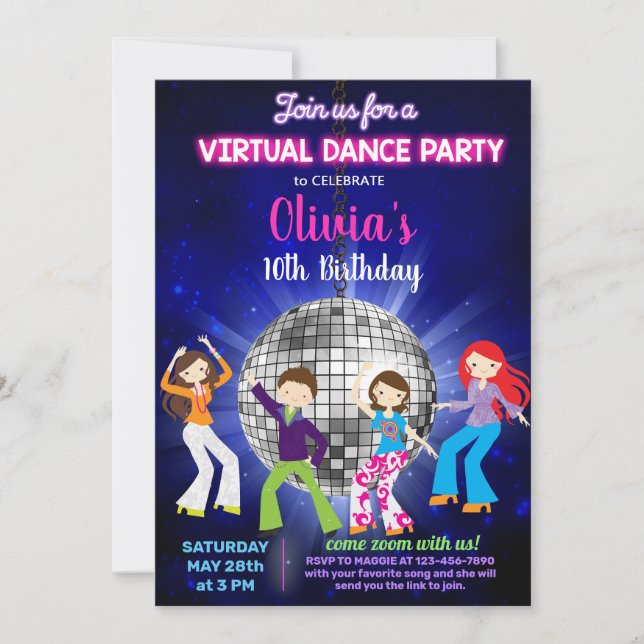 Party, virtuell dans party. inbjudningar (Framsida)