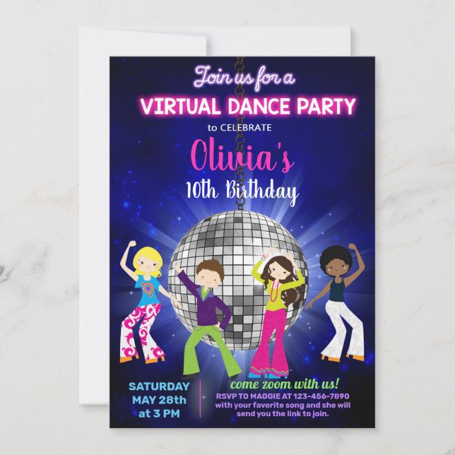 Party, virtuell dans party. inbjudningar (Framsida)