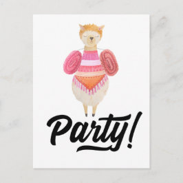 Party! Watercolor Llama Inbjudan Vykort