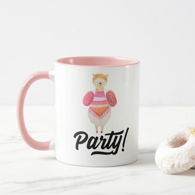 Party! Watercolor Llama Mugg (Med munk)