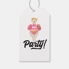 Party! Watercolor Llama Presentetikett