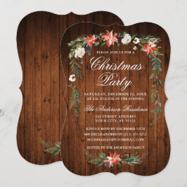 Party Wood Watercolor Poinsettia Inbjudningar