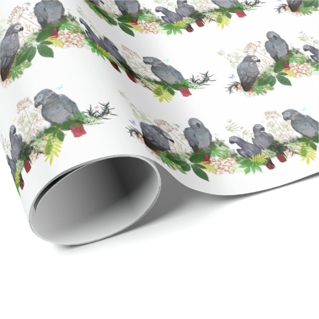 Party Wrapping Papper för afrikansk Grått Parrot Presentpapper (Rullad Hörn)