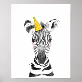 Party Zebra Vild Safari Animals Birthday Decor Poster