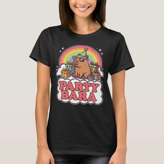 PartyBara Söt Capybara Regnbåge T Shirt (Framsida)