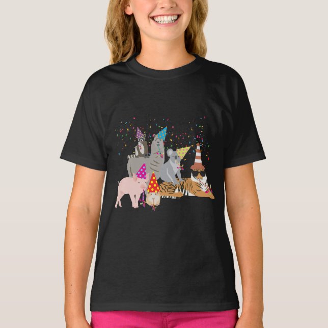 Partyering av djur - friska djur med Party T Shirt (Framsida)