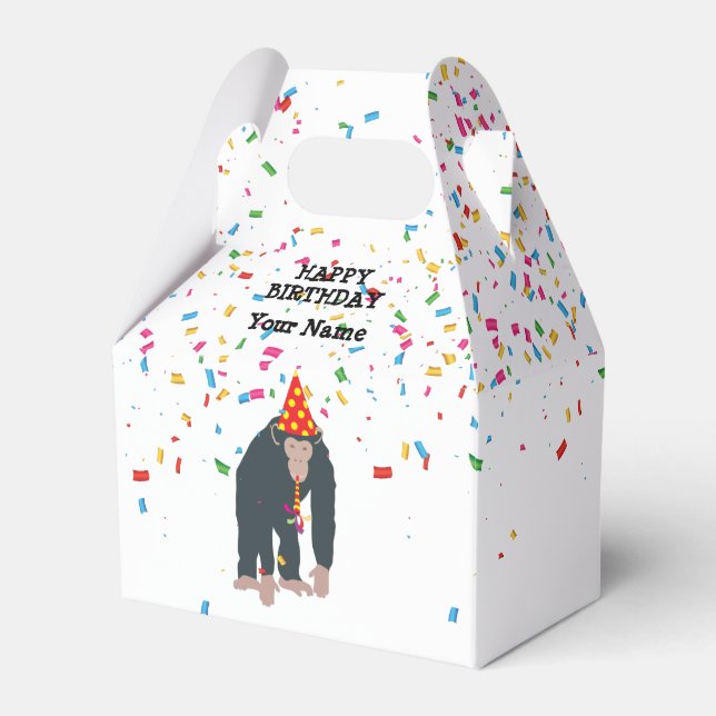 Partyeringsdjur med apa och schimpans som har en P Presentaskar (Framsidan Sidan)