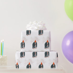 Partyeringsdjur med apa och schimpans som har en P Presentpapper
