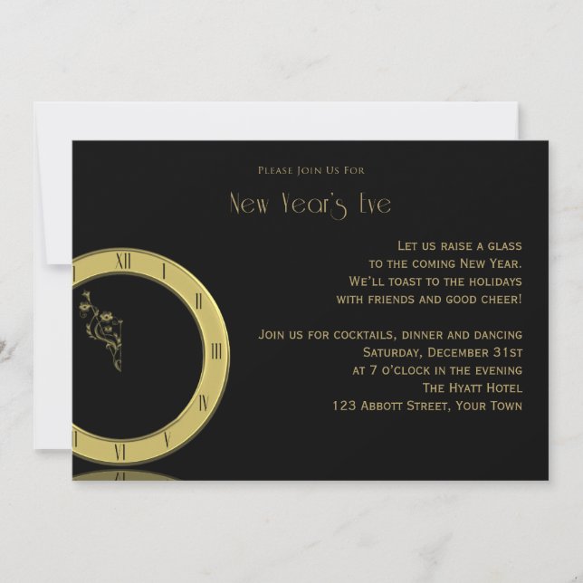 Partyet för nyårsafton för ta tid påstrejkor det inbjudningar (Framsida)