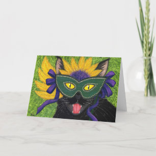 Partyet New Orleans för den vildMardi Gras katten Kort