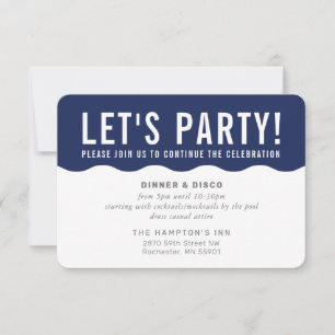 PARTYFIRANDE INFO modern vågig fet navyblå Inbjudningar