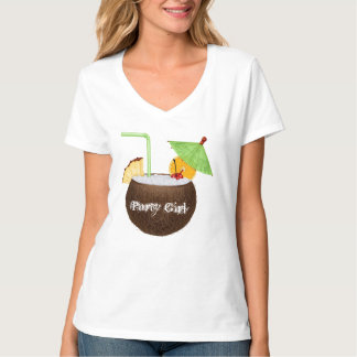 Partyflickakvinna V-Nacke T-tröja Tee Shirt