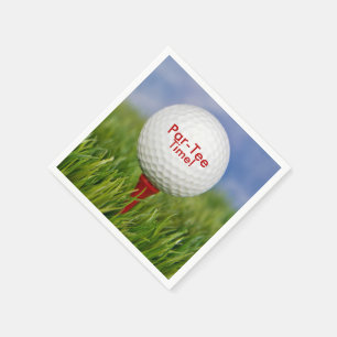 partygolfboll på röd utslagsplats pappersservett