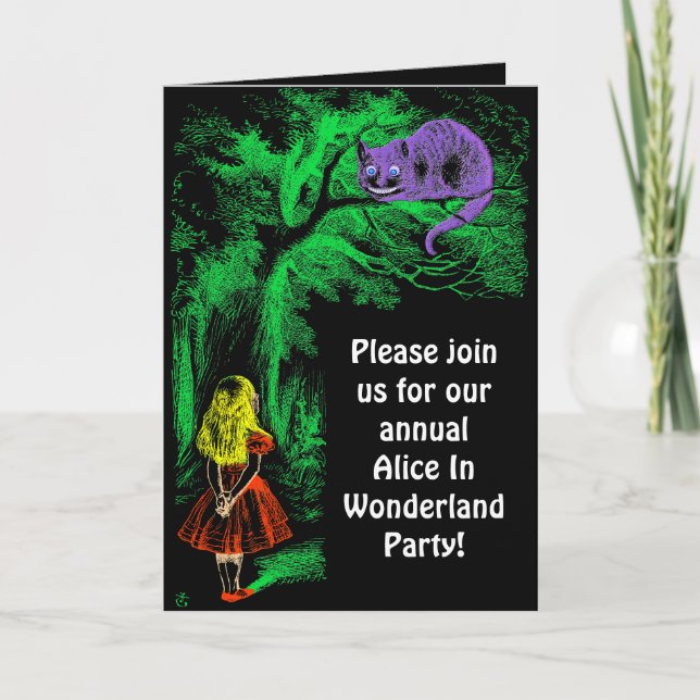 Partyinbjudan: "Cheshire katt ", Inbjudan (Framsida)