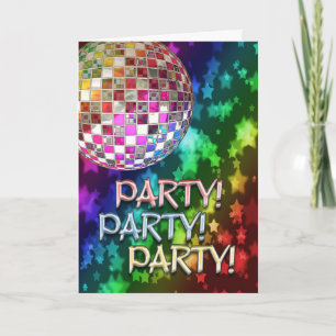 PARTYinbjudan med diskoboll och regnbågen av st Inbjudan